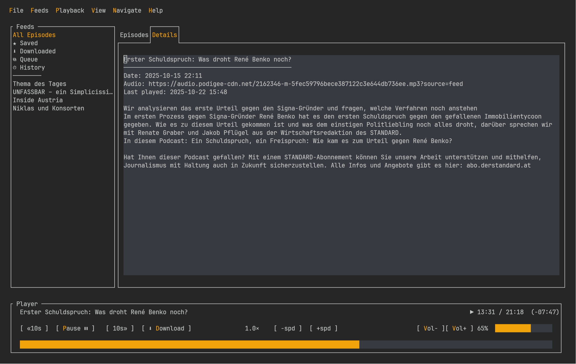 Shownotes and details
