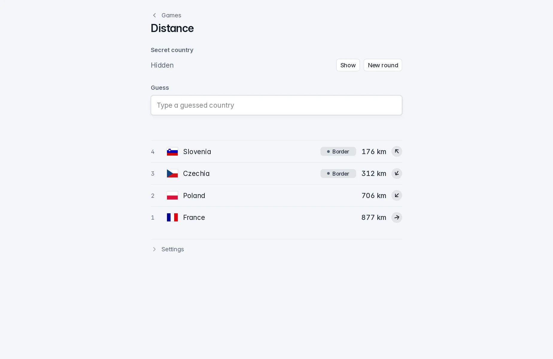 Distance im Browser