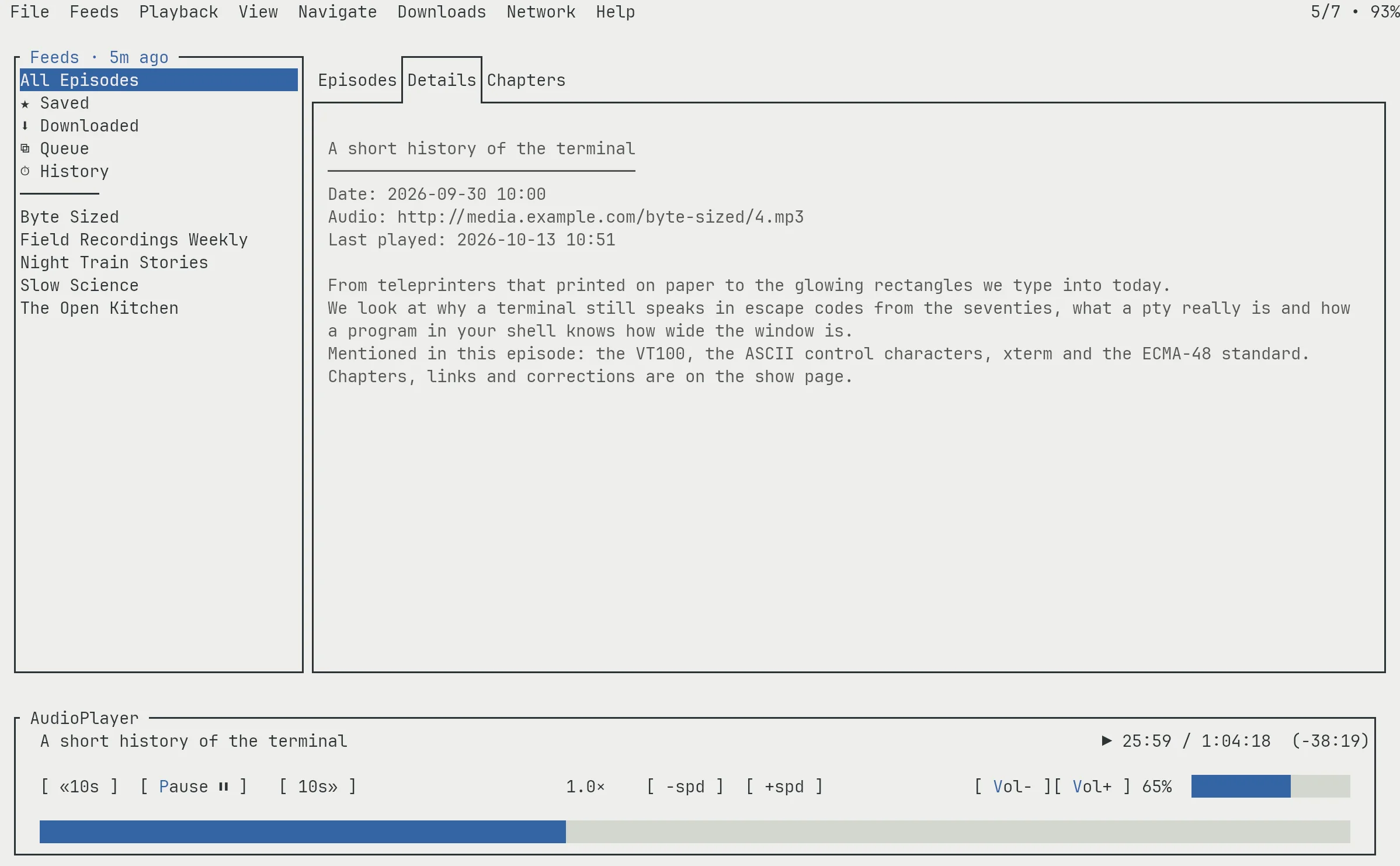 podliner details tab with show notes